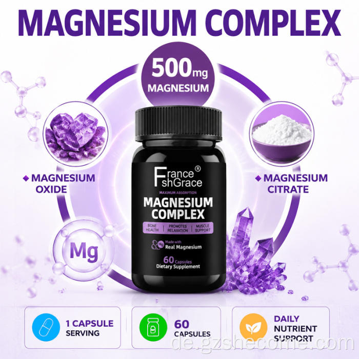 OEM Shecome Magnesium Muskelfunktion Magnesiumkapseln